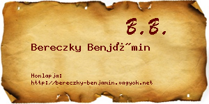 Bereczky Benjámin névjegykártya